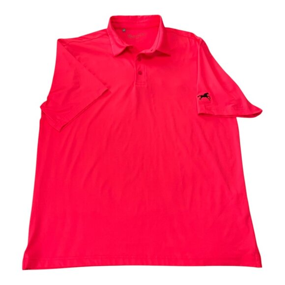 Under Armour Men’s XL Polo Shirt Neon Red with Black Horse Logo – Loose Fit Perf - Picture 1 of 5